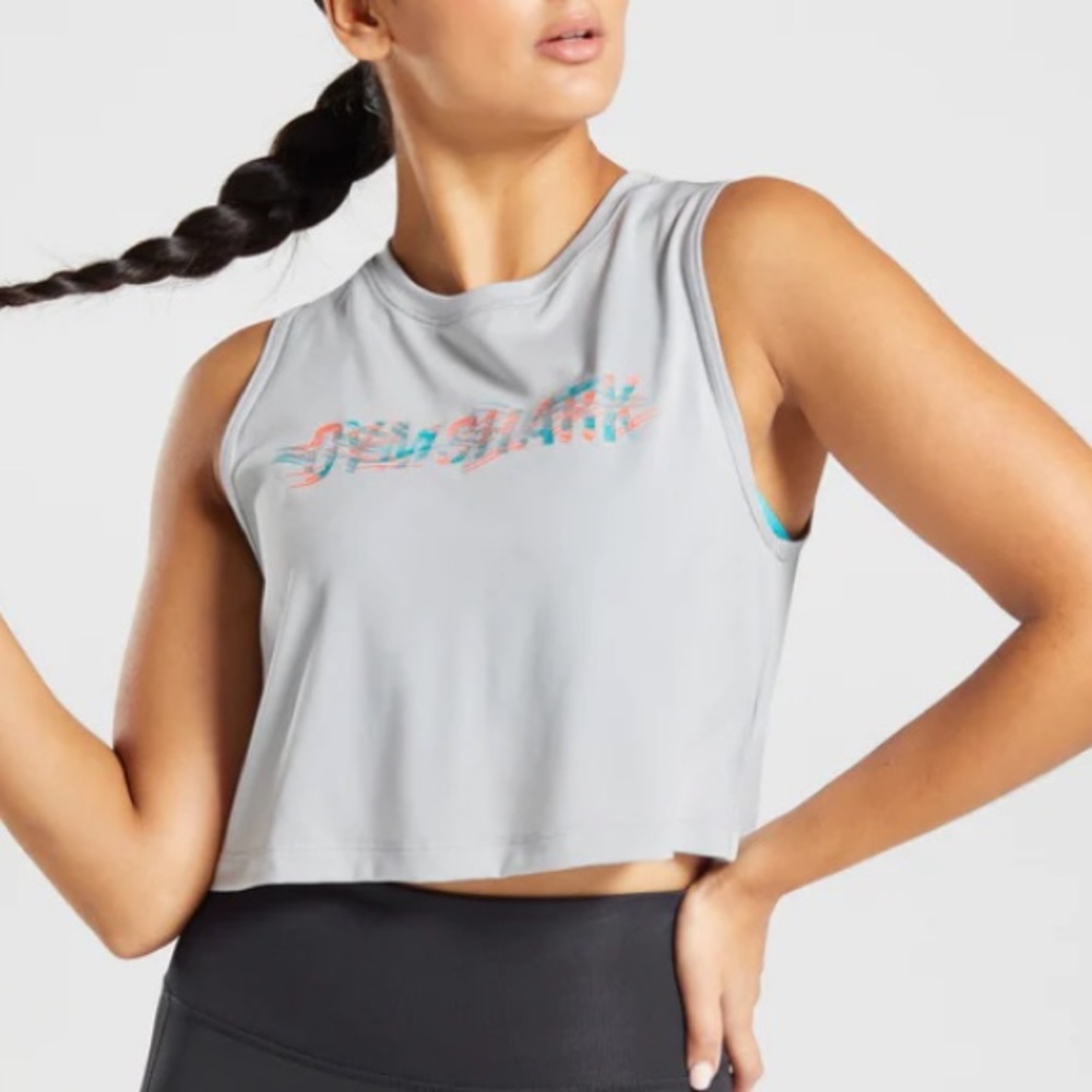 Gymshark Apex Graphic Crop Top | Light Grey